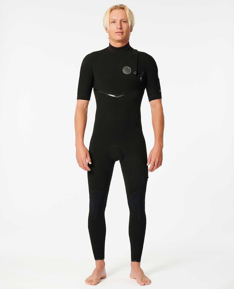 Men Rip Curl Fullsuits | E7 E-Bomb Zip Free 2/2 Short Sleeve Wetsuit Black