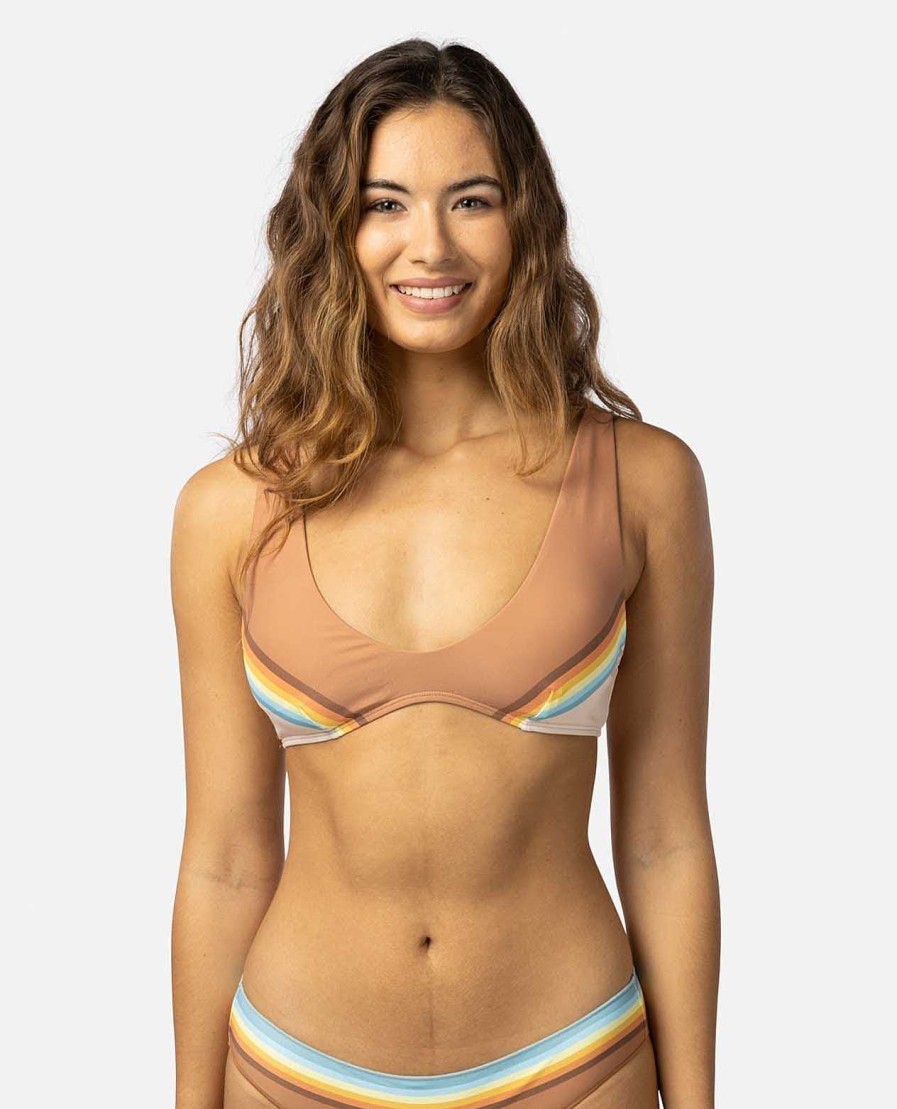 Women Rip Curl Bikini Tops | Sunrise Stripe Trilette Bikini Top