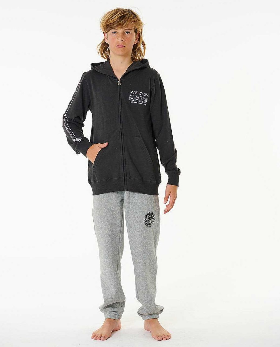 Boys Rip Curl Hoodies & Fleece | Pure Surf Zip Through Hood - Boys (8-16 Years) Washed Black