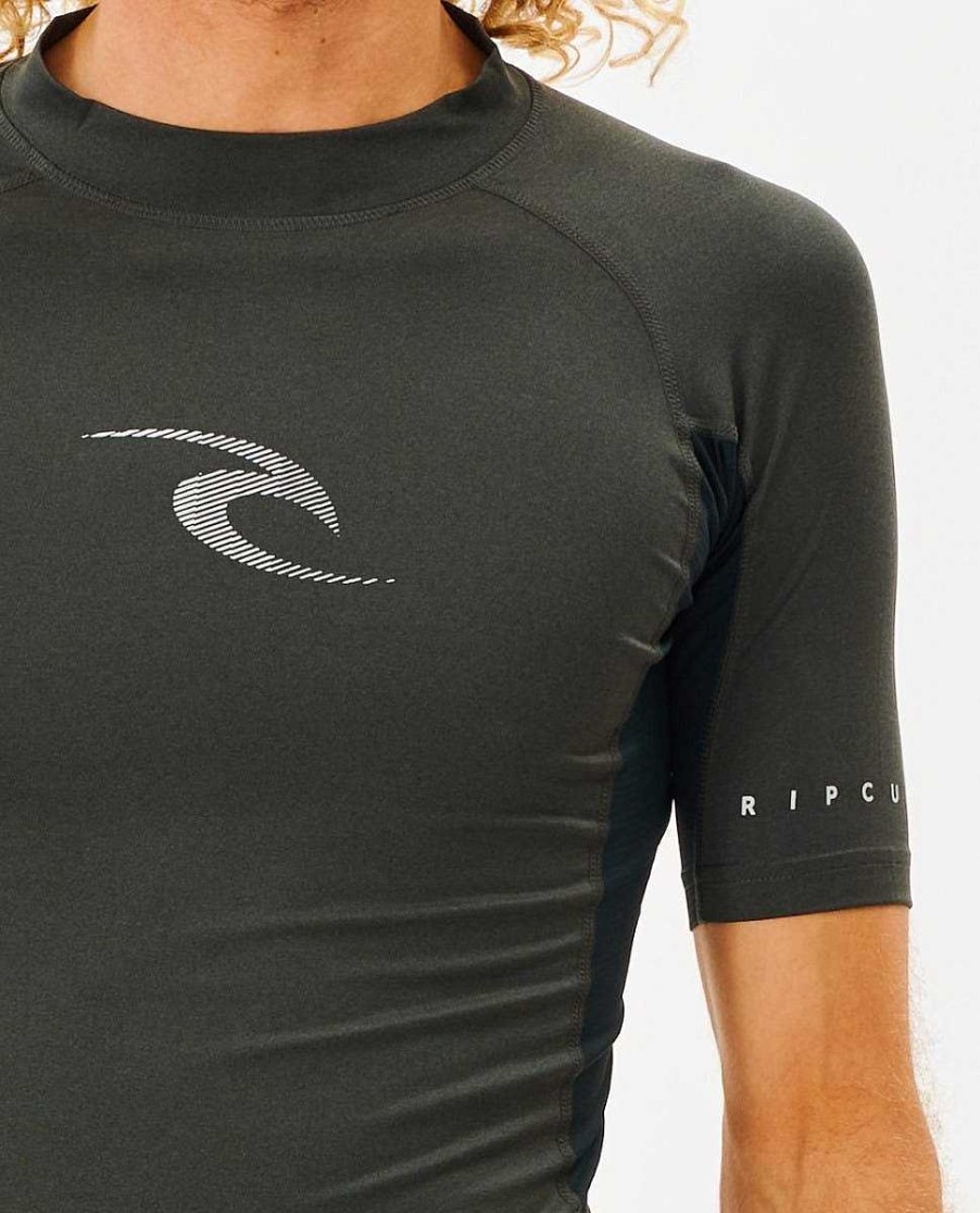 Men Rip Curl Rash Guards | Waves Short Sleeve Upf Rashguard