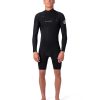 Men Rip Curl Springsuits | Dawn Patrol Long Sleeve 2/2 Chest Zip Wetsuit Black