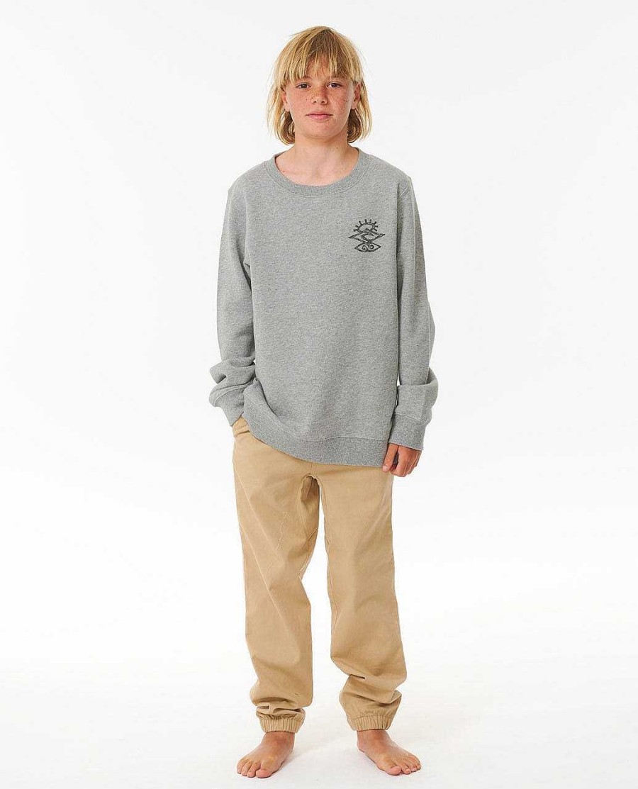 Boys Rip Curl Hoodies & Fleece | Shred Rock Crew - Boys (8-14 Years) Grey Marle