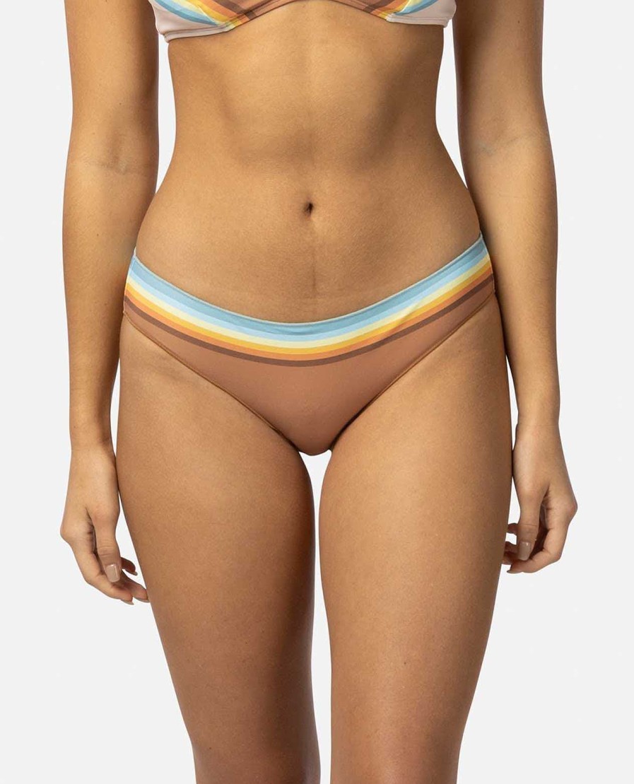 Women Rip Curl Bikini Bottoms | Sunrise Stripe Cheeky Coverage Hipster Bikini Bottom