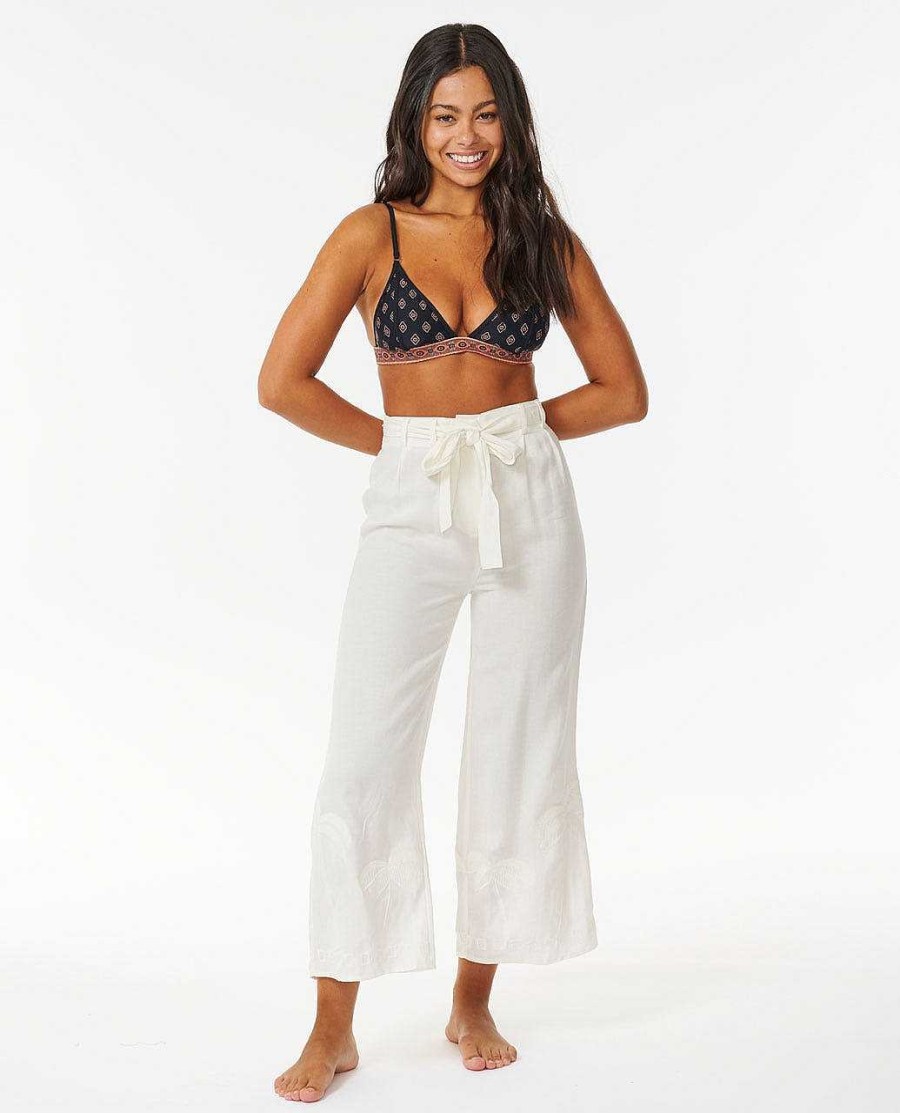 Women Rip Curl Pants | Pacific Dreams Embroidered Pant Cream