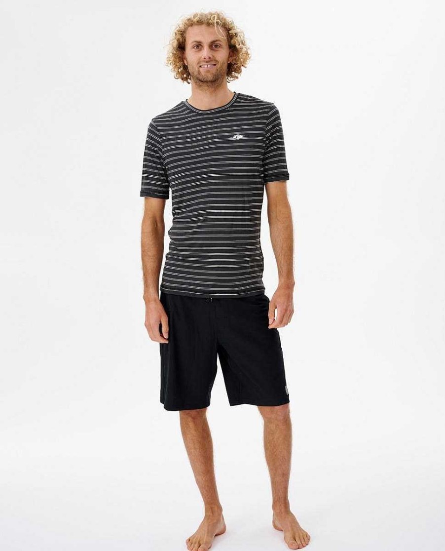 Men Rip Curl Rash Guards | Plain Stripe Short Sleeve Upf Rash Guard