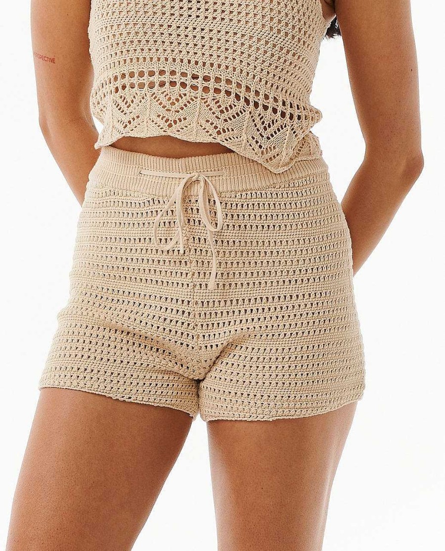 Women Rip Curl Shorts | Seas Of Dreams Crochet Shorts Natural