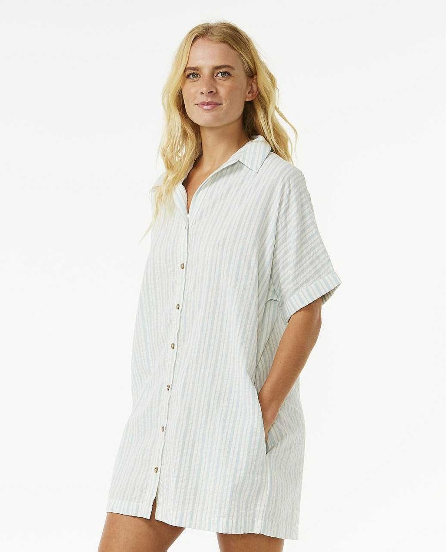 Women Rip Curl Dresses & Rompers | Follow The Sun Shirt Dress Blue/White