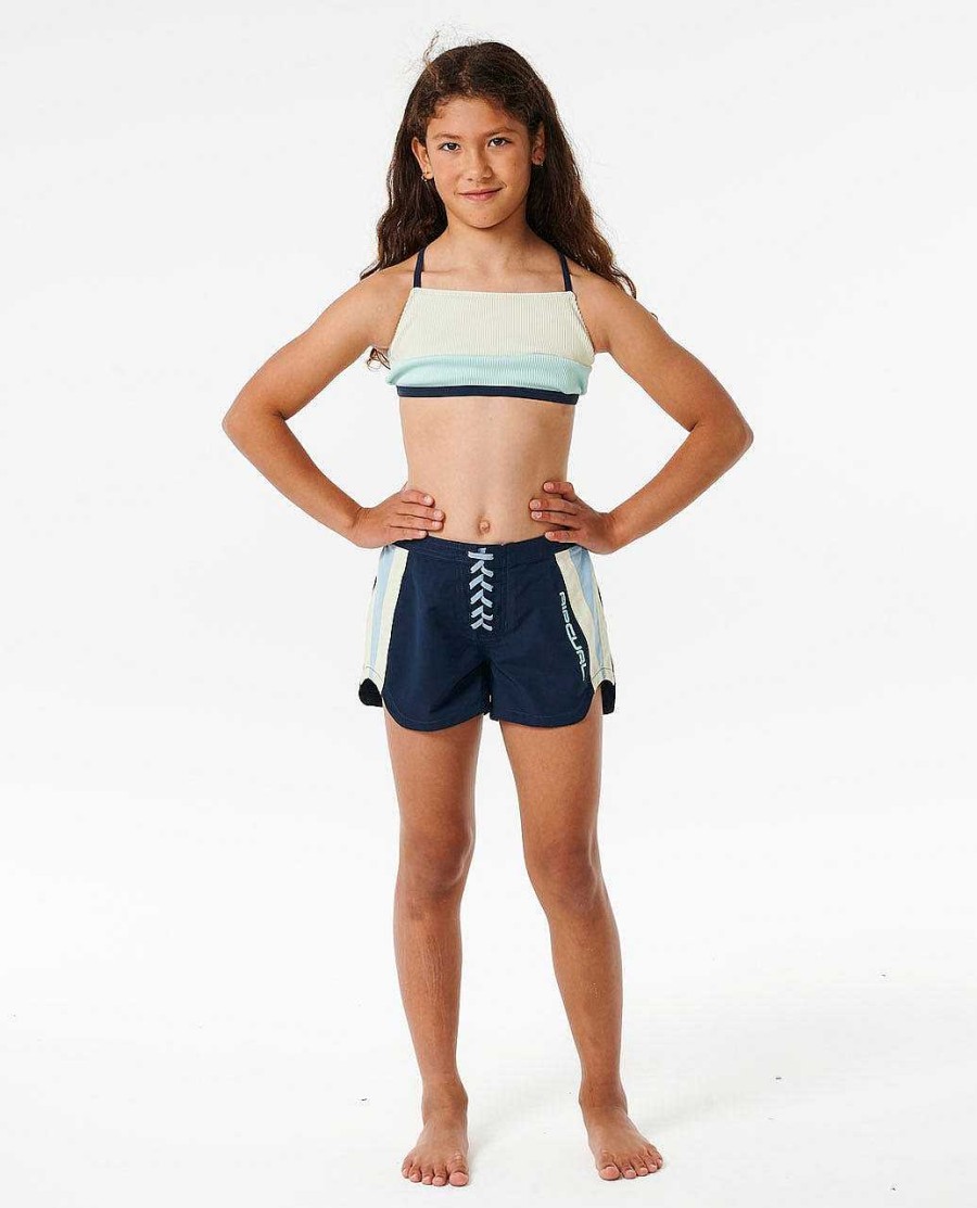 Girls Rip Curl Shorts | Block Party Hi Waist 3 Navy