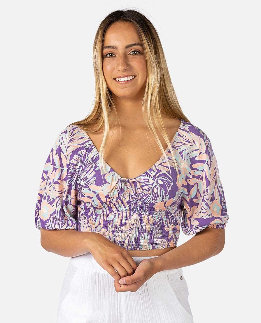 Women Rip Curl Shirts & Tops | Palm Party Top Purple