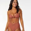 Women Rip Curl Bikini Bottoms | Arizona High Waist Good Coverage Bikini Bottoms Brown