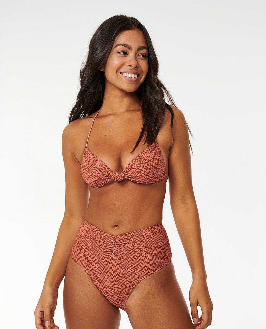 Women Rip Curl Bikini Bottoms | Arizona High Waist Good Coverage Bikini Bottoms Brown