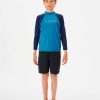 Kids Rip Curl Rash Guards & Vest | Shockwaves Long Sleeve Upf Rash Vest - Boys (8-16 Years) Blue