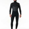 Men Rip Curl Fullsuits | Dawn Patrol 5/4 Hooded Chest Zip Fullsuit Wetsuit Black