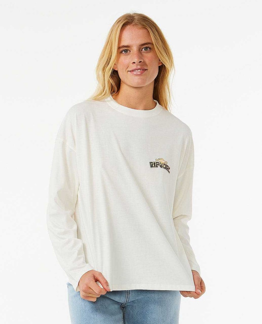 Women Rip Curl Tees & Tanks | Fade Oversized Long Sleeve Bone