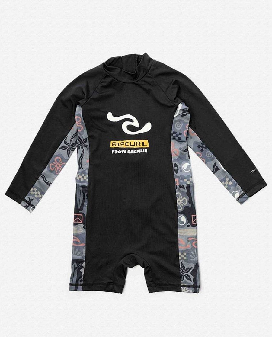 Kids Rip Curl Rash Guards & Vest | Gremlin Long Sleeve Upf Spring Suit - Boy'S (1-8 Years) Washed Black