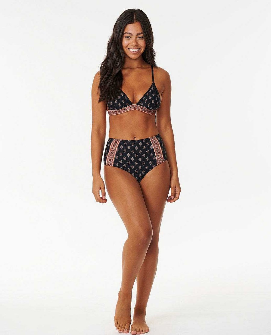 Women Rip Curl Bikini Tops | Pacific Dreams Triangle Bikini Top Black