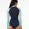 Women Rip Curl Rash Guards | Block Party Upf50+ Long Sleeve Rash Vest Navy