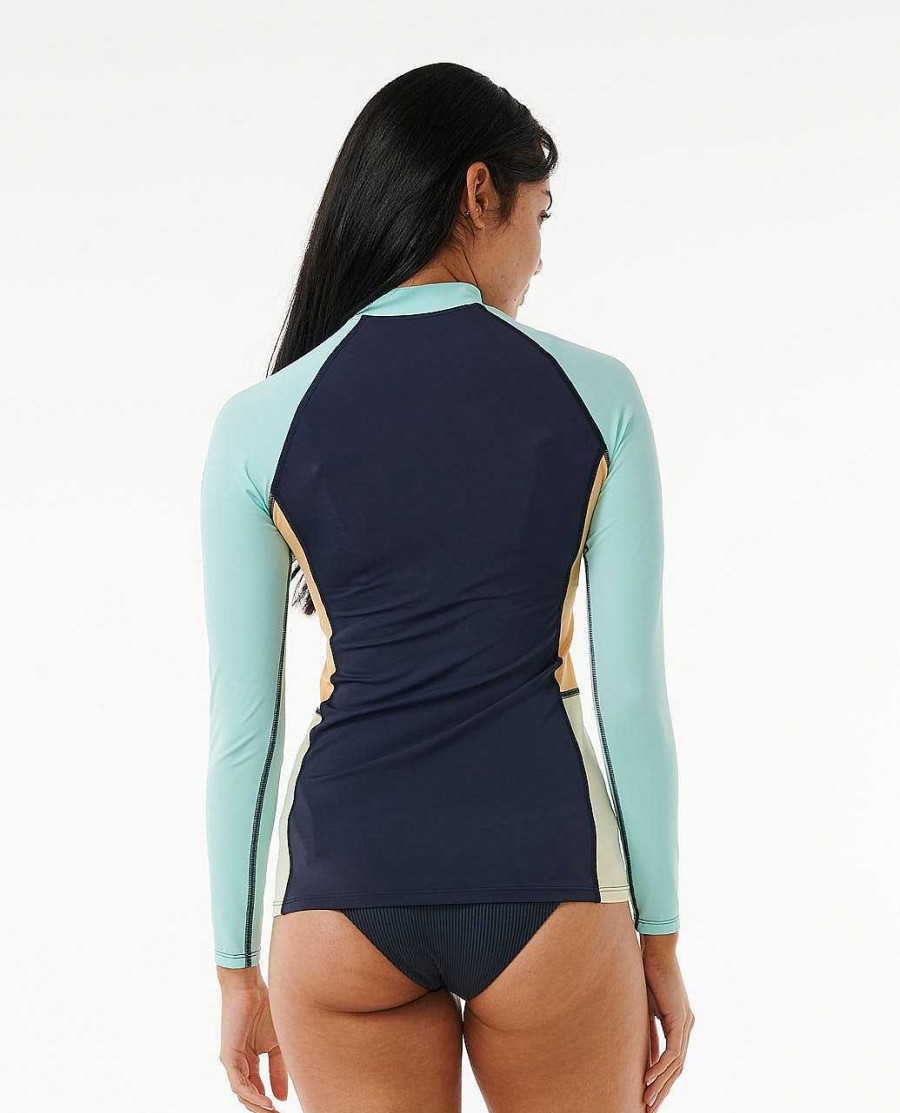 Women Rip Curl Rash Guards | Block Party Upf50+ Long Sleeve Rash Vest Navy