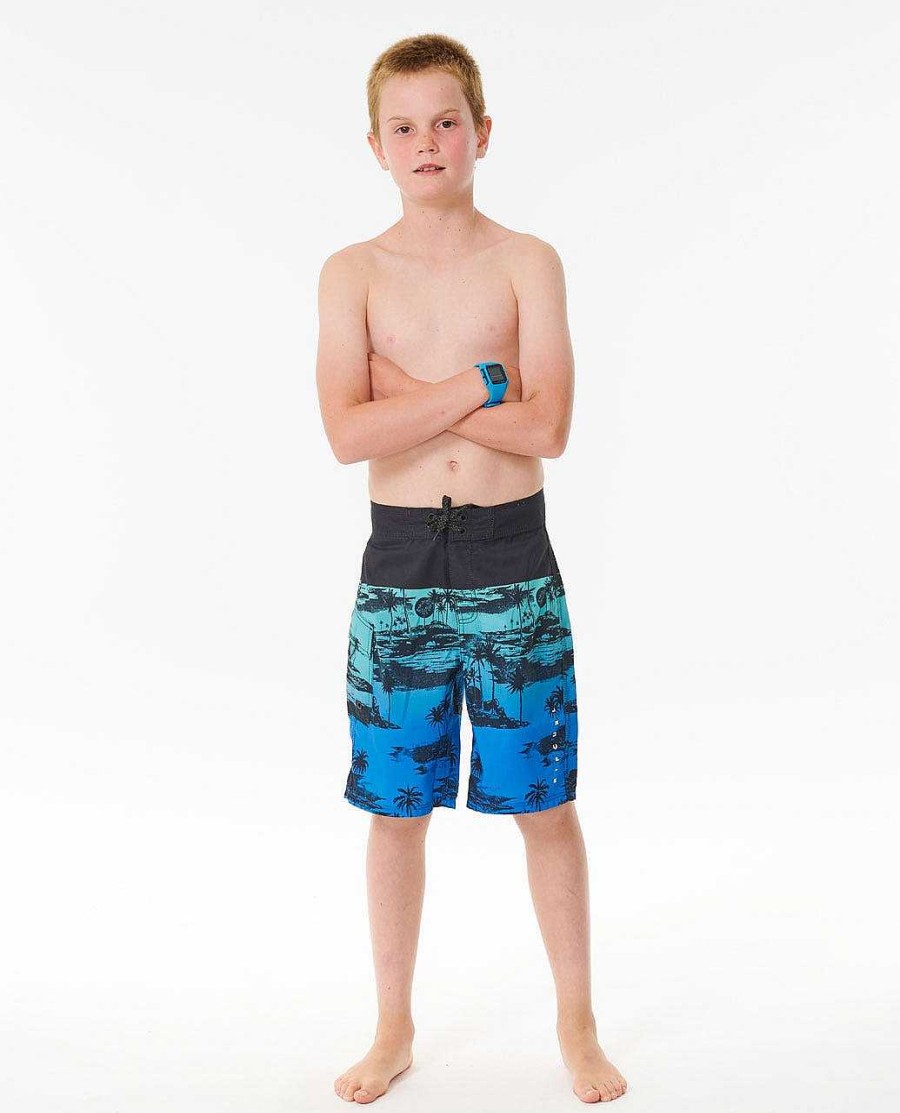 Boys Rip Curl Boardshorts | Leslie Island Boardshorts - Boys (8-16 Years) Black